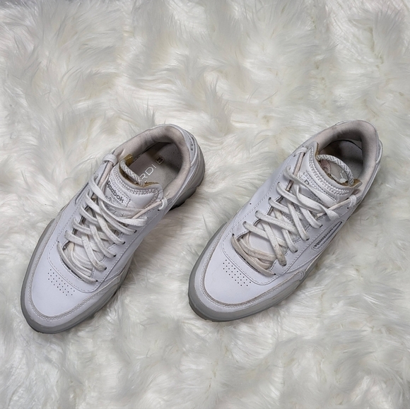 Reebok X Cardi B Club C Platform Chunky Triple White Chalk Sneakers Size 37 - Picture 6 of 11